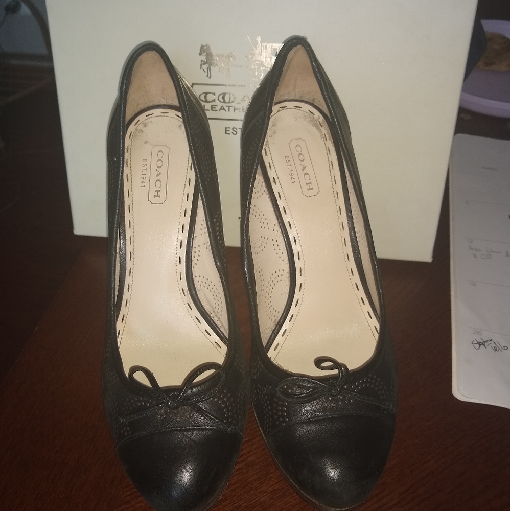 Euc Coach Bethanie TMD GLZ S Black Leather heels